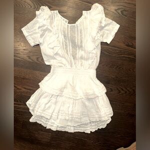 LoveShackFancy White Ruffles Natasha Mini Dress Size XS